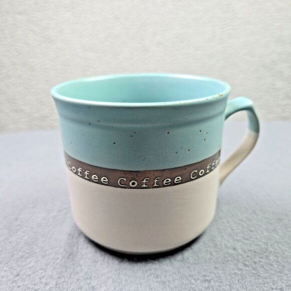 Coffee Mug Boston Warehouse 20 Oz Aqua Blue Colorblock Metallic Strip Modern - Picture 6 of 7